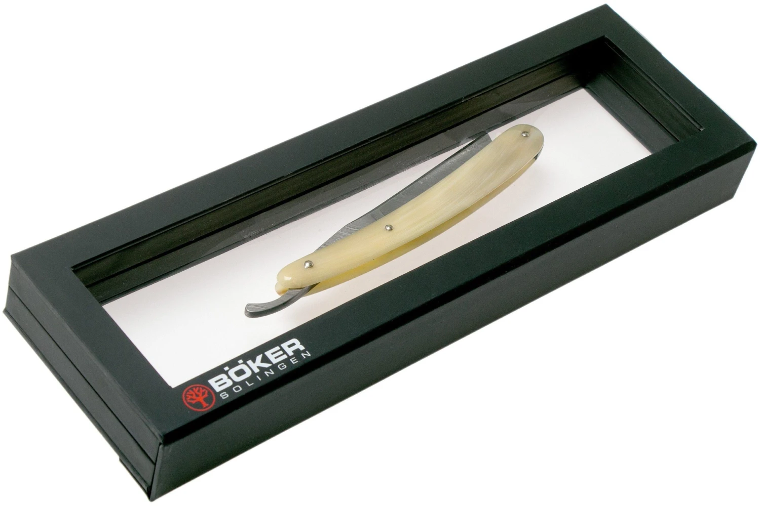 Böker Manufaktur Damascus Horn Rasoir Coupe-choux 140623DAM 9 Böker Manufaktur Damascus Horn Rasoir Coupe-choux 140623DAM – Image 7