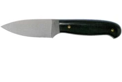 LT Wright Patriot, A2, Polished Black Micarta, Blue Liners, Leather Sheath, Couteau D'outdoor