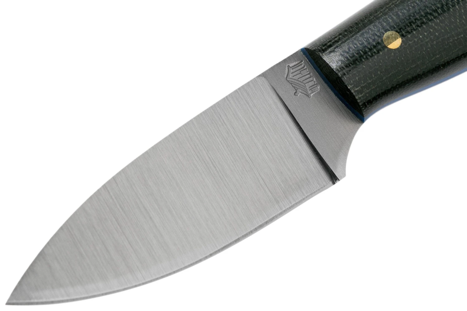 LT Wright Patriot, A2, Polished Black Micarta, Blue Liners, Leather Sheath, Couteau D'outdoor 5 LT Wright Patriot, A2, Polished Black Micarta, Blue Liners, Leather Sheath, Couteau D'outdoor – Image 3