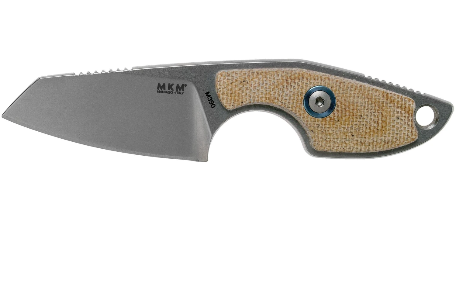 MKM Mikro 2 Wharncliffe, Stonewashed Natural Canvas Micarta Couteau De Cou, Jesper Voxnaes Design 3 MKM Mikro 2 Wharncliffe, Stonewashed Natural Canvas Micarta Couteau De Cou, Jesper Voxnaes Design