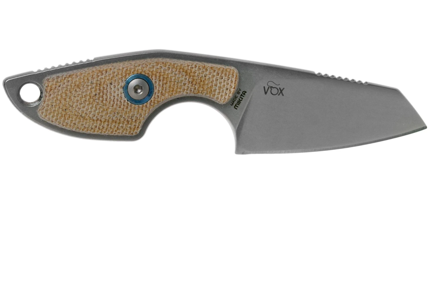 MKM Mikro 2 Wharncliffe, Stonewashed Natural Canvas Micarta Couteau De Cou, Jesper Voxnaes Design 4 MKM Mikro 2 Wharncliffe, Stonewashed Natural Canvas Micarta Couteau De Cou, Jesper Voxnaes Design – Image 2