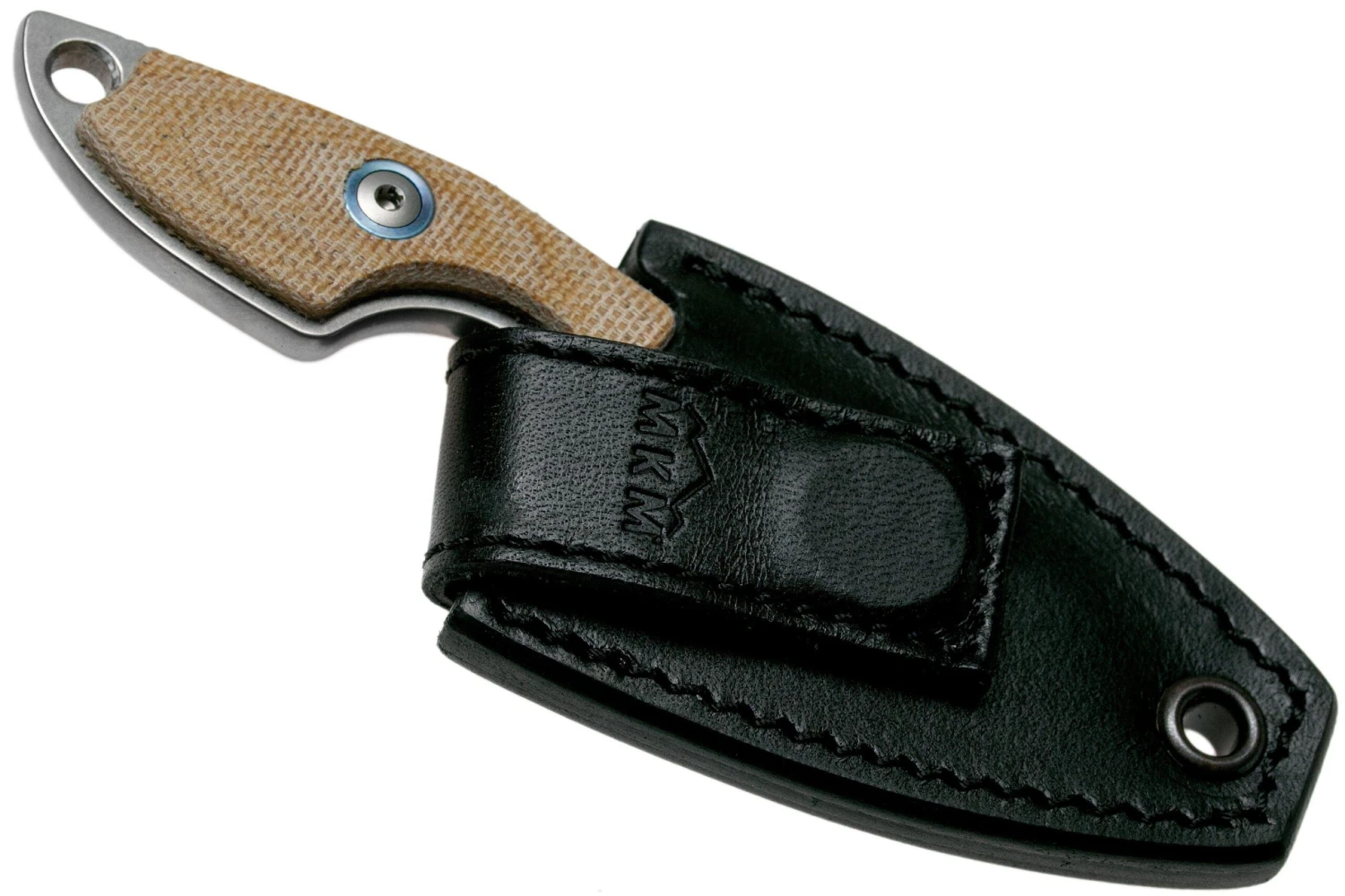 MKM Mikro 2 Wharncliffe, Stonewashed Natural Canvas Micarta Couteau De Cou, Jesper Voxnaes Design 7 MKM Mikro 2 Wharncliffe, Stonewashed Natural Canvas Micarta Couteau De Cou, Jesper Voxnaes Design – Image 5