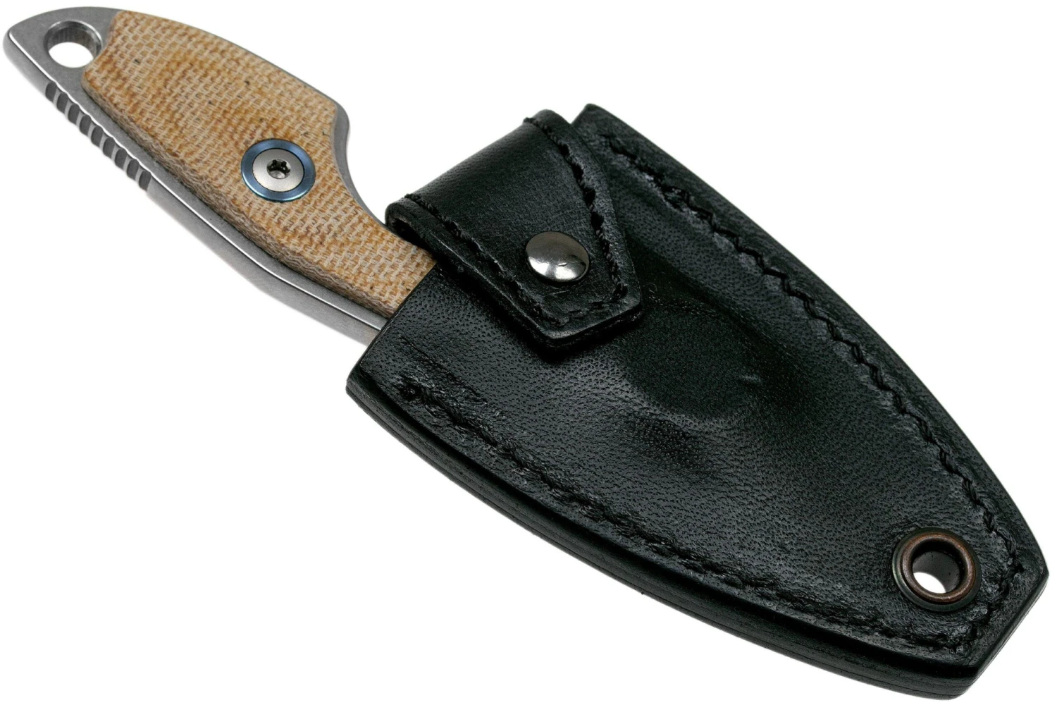 MKM Mikro 2 Wharncliffe, Stonewashed Natural Canvas Micarta Couteau De Cou, Jesper Voxnaes Design 8 MKM Mikro 2 Wharncliffe, Stonewashed Natural Canvas Micarta Couteau De Cou, Jesper Voxnaes Design – Image 6