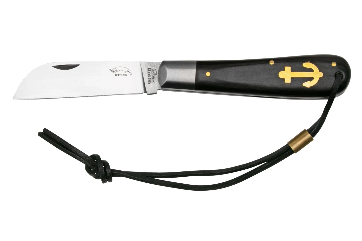 Otter Anchor Knife SET 173 Large Stainless, Grenadilla, Brass Anchor, Leather Strap Couteau De Poche 3 Otter Anchor Knife SET 173 Large Stainless, Grenadilla, Brass Anchor, Leather Strap Couteau De Poche