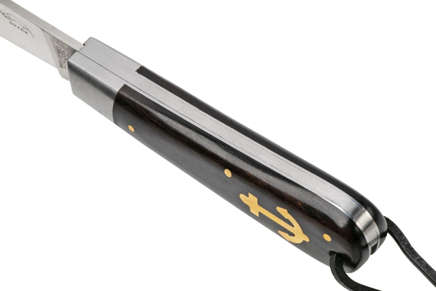 Otter Anchor Knife SET 173 Large Stainless, Grenadilla, Brass Anchor, Leather Strap Couteau De Poche 7 Otter Anchor Knife SET 173 Large Stainless, Grenadilla, Brass Anchor, Leather Strap Couteau De Poche – Image 5