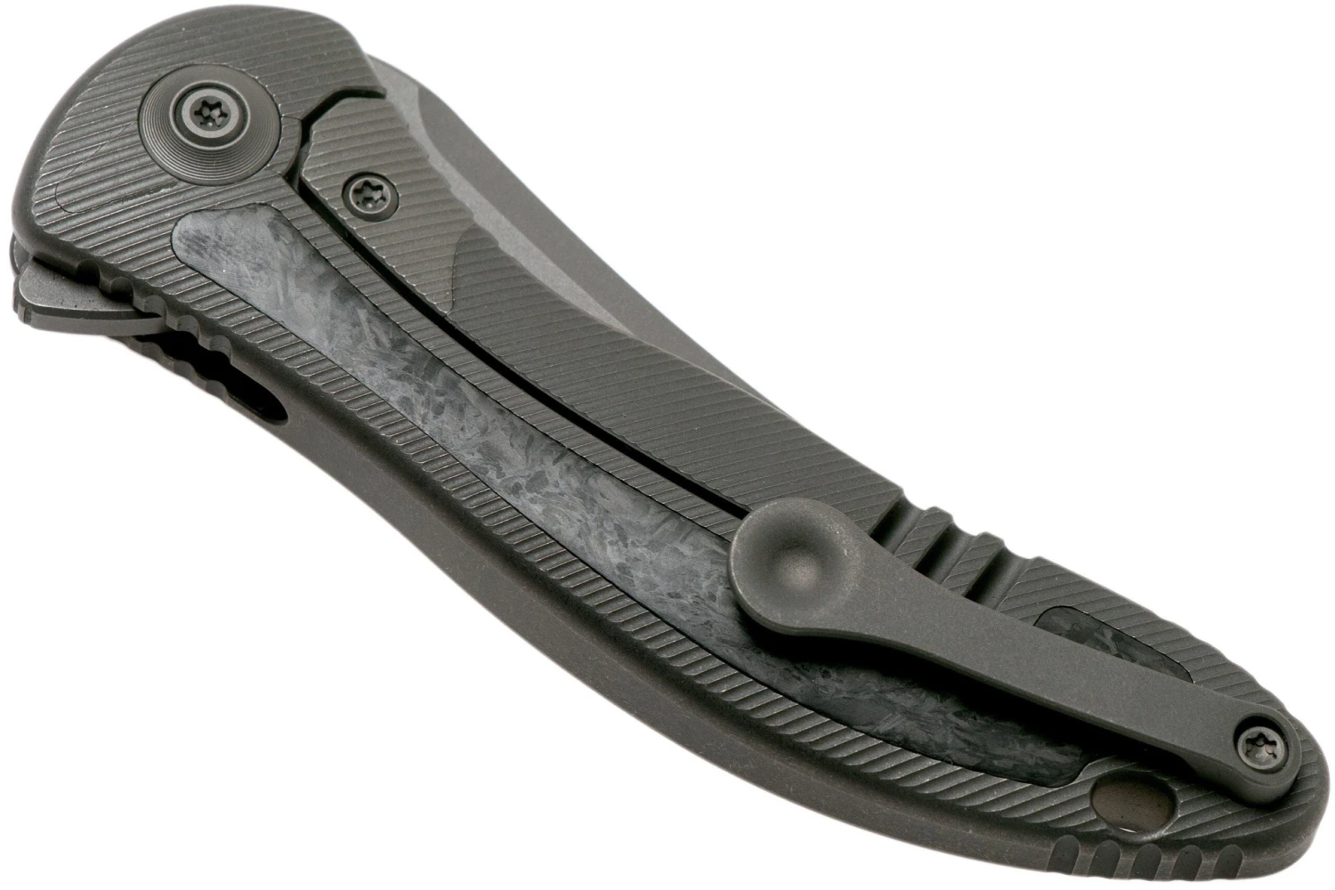 WE Knife Mini Synergy 2011DCF-A Shredded Carbonfiber Couteau De Poche, Jim O'Young Design 6 WE Knife Mini Synergy 2011DCF-A Shredded Carbonfiber Couteau De Poche, Jim O'Young Design – Image 4